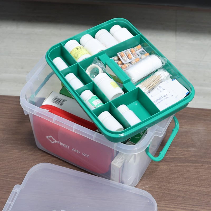 Vababa Clear First Aid Box, Plastic Storage Container with Locking Lid & Handle - Image 4